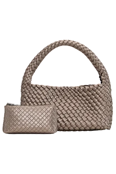 Woven Mini Bag + Pouch Champagne