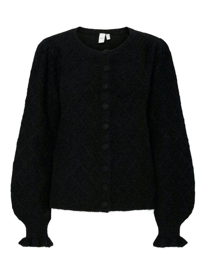 Thelma Ls Wool Blend Knit Cardigan Black