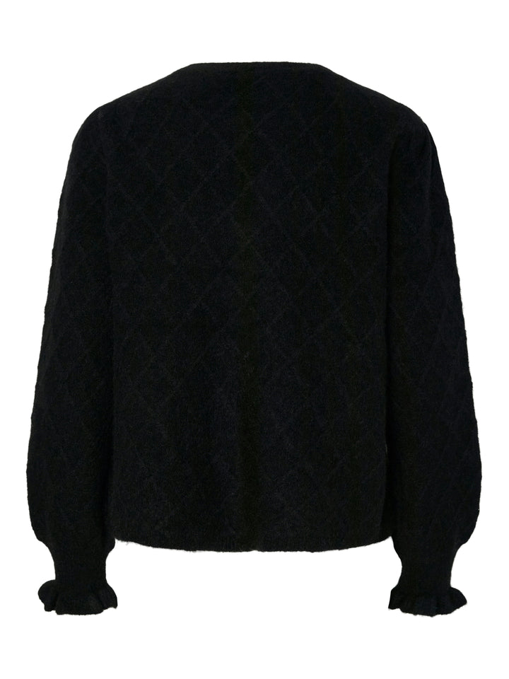 Thelma Ls Wool Blend Knit Cardigan Black