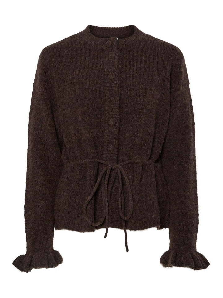 Thellis Ls Knit Cardigan Hot Fudge