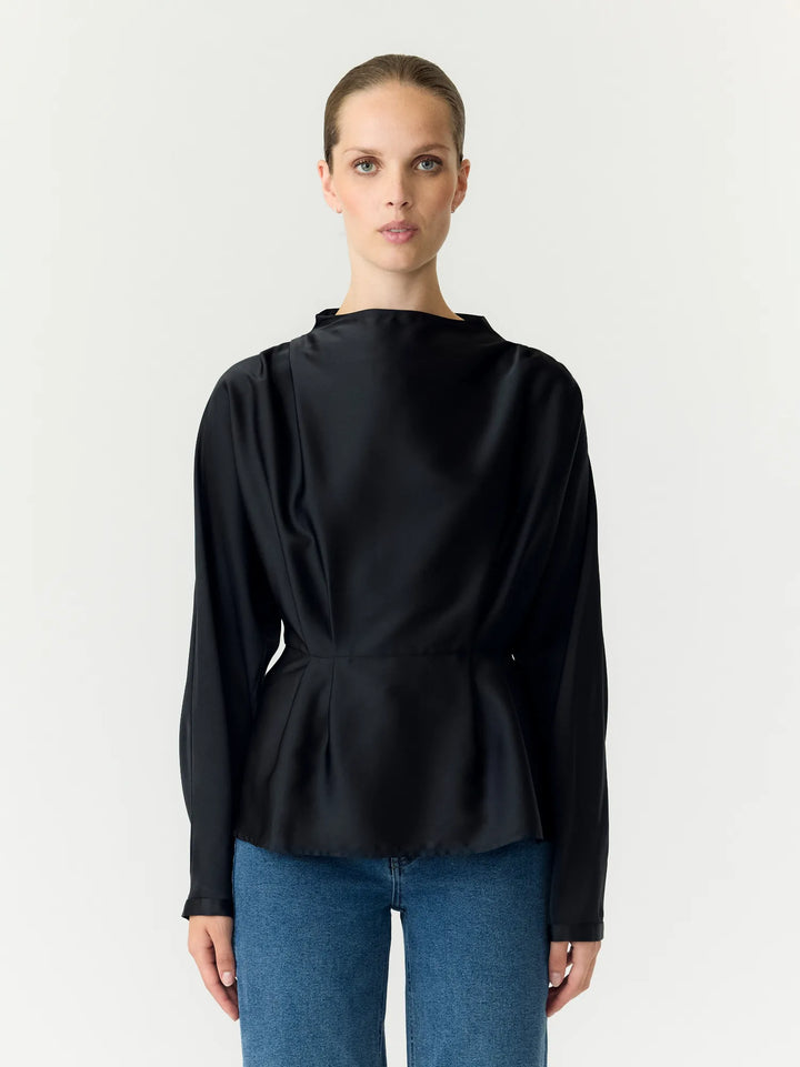 Pella Ls Funnel Neck Top Black