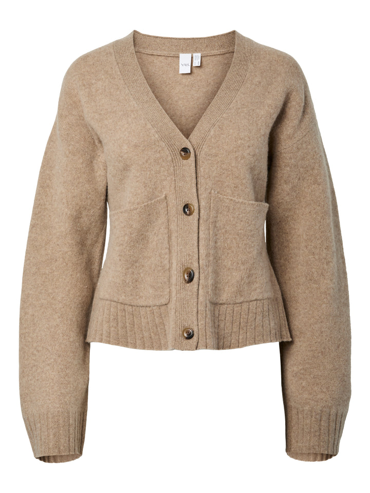 Emila Ls Wool Knit Cardigan Fungi Melange