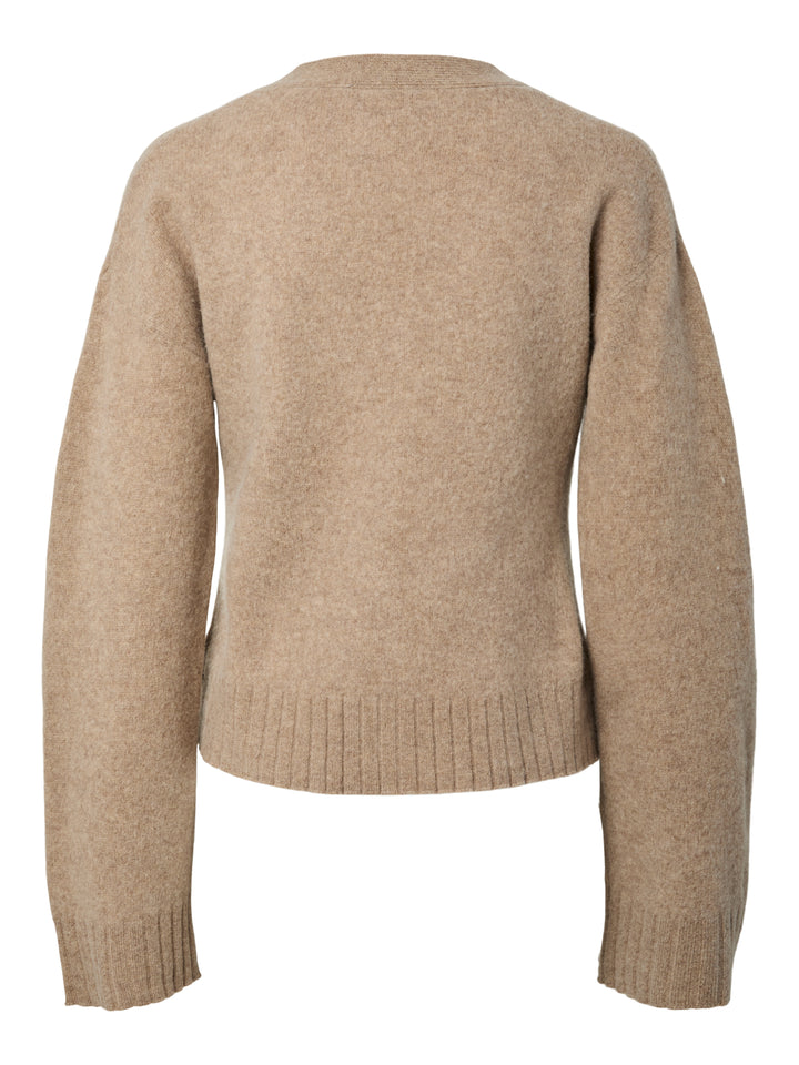 Emila Ls Wool Knit Cardigan Fungi Melange