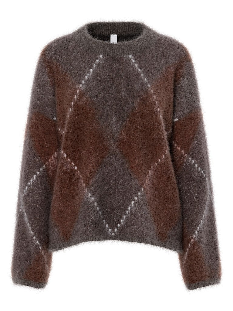 Argy Ls Mohair Blend Knit Pullover Coffee Bean Incence/Sepia/Oatmeal