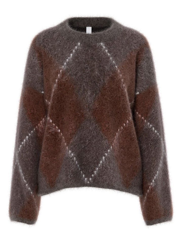 Argy Ls Mohair Blend Knit Pullover Coffee Bean Incence/Sepia/Oatmeal