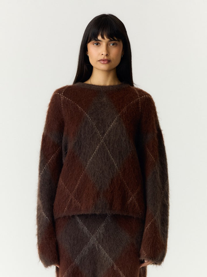 Argy Ls Mohair Blend Knit Pullover Coffee Bean Incence/Sepia/Oatmeal