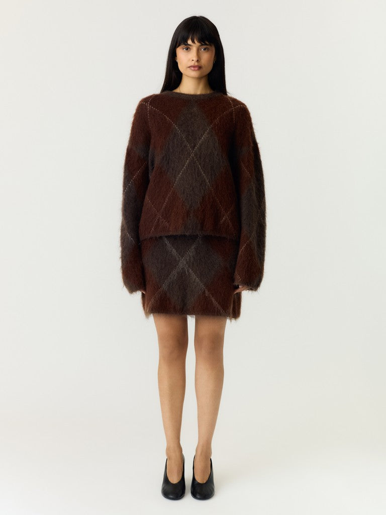 Argy Ls Mohair Blend Knit Pullover Coffee Bean Incence/Sepia/Oatmeal