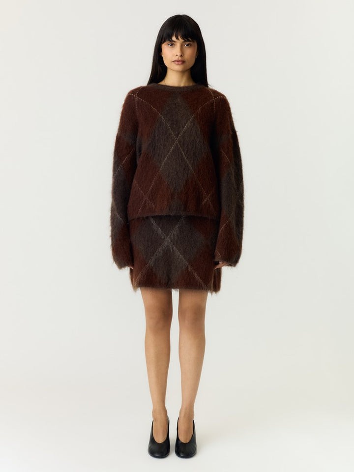 Argy Ls Mohair Blend Knit Pullover Coffee Bean Incence/Sepia/Oatmeal