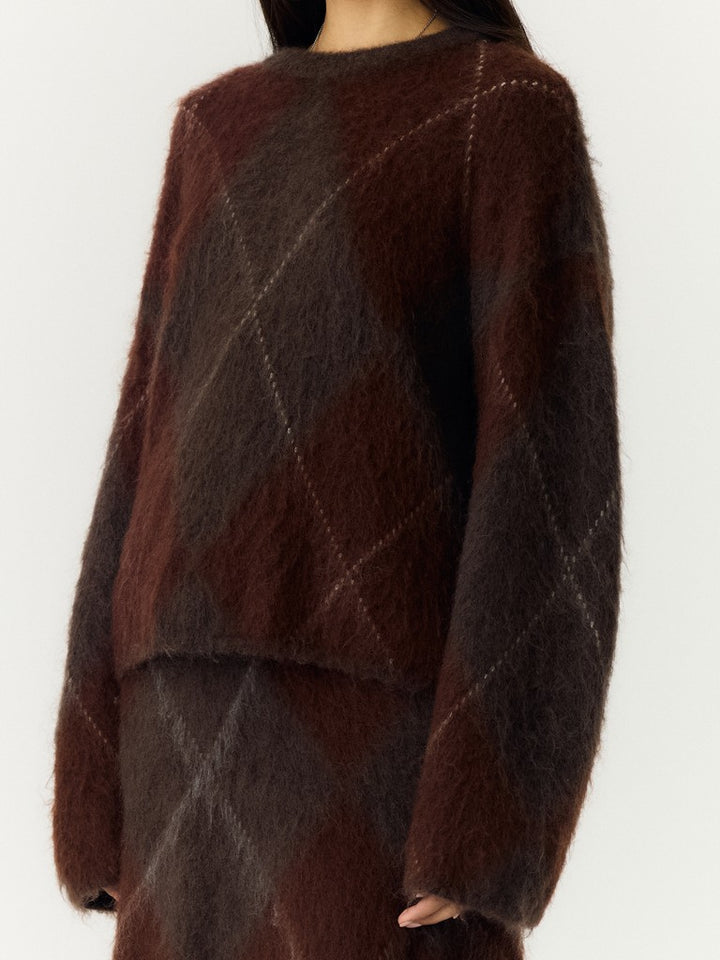 Argy Ls Mohair Blend Knit Pullover Coffee Bean Incence/Sepia/Oatmeal