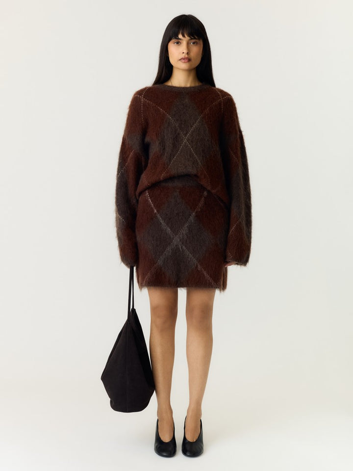 Argy Ls Mohair Blend Knit Pullover Coffee Bean Incence/Sepia/Oatmeal