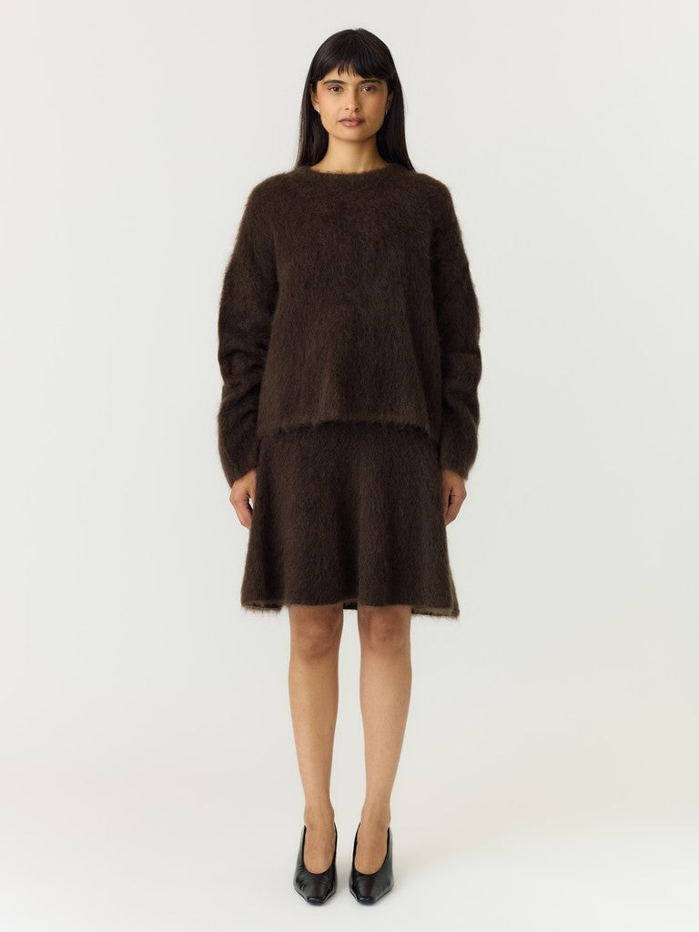 Tilde Hw Mohair Blend Knit Skirt Mole Melange