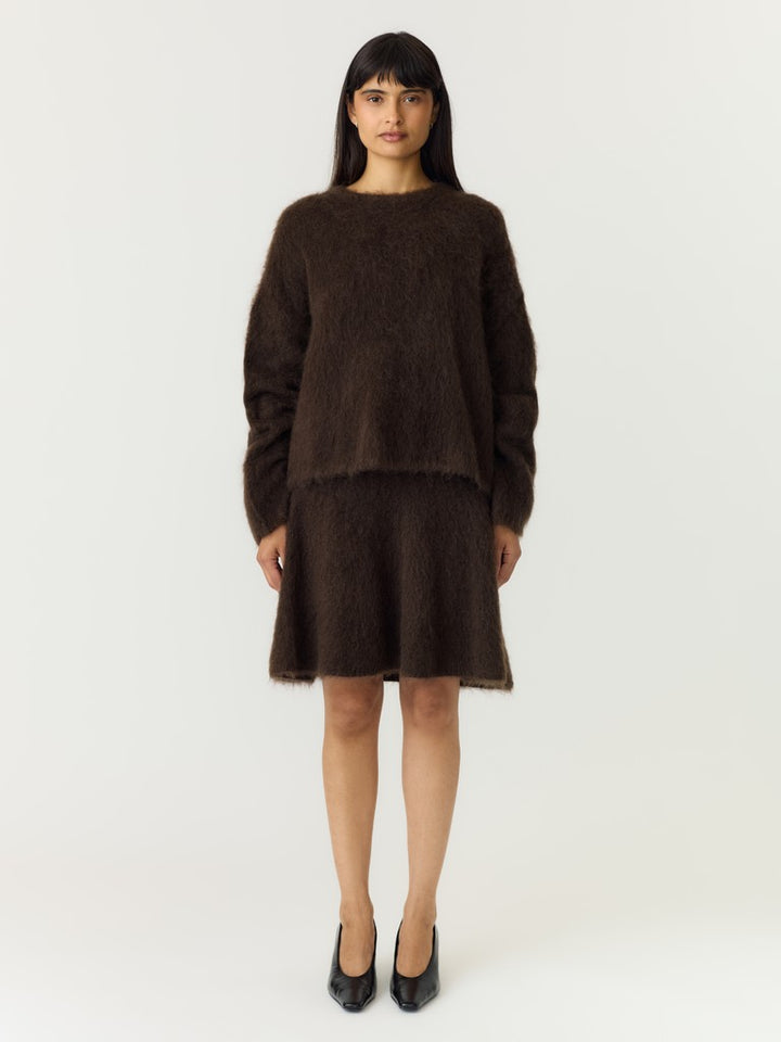 Tilde Hw Mohair Blend Knit Skirt Mole Melange