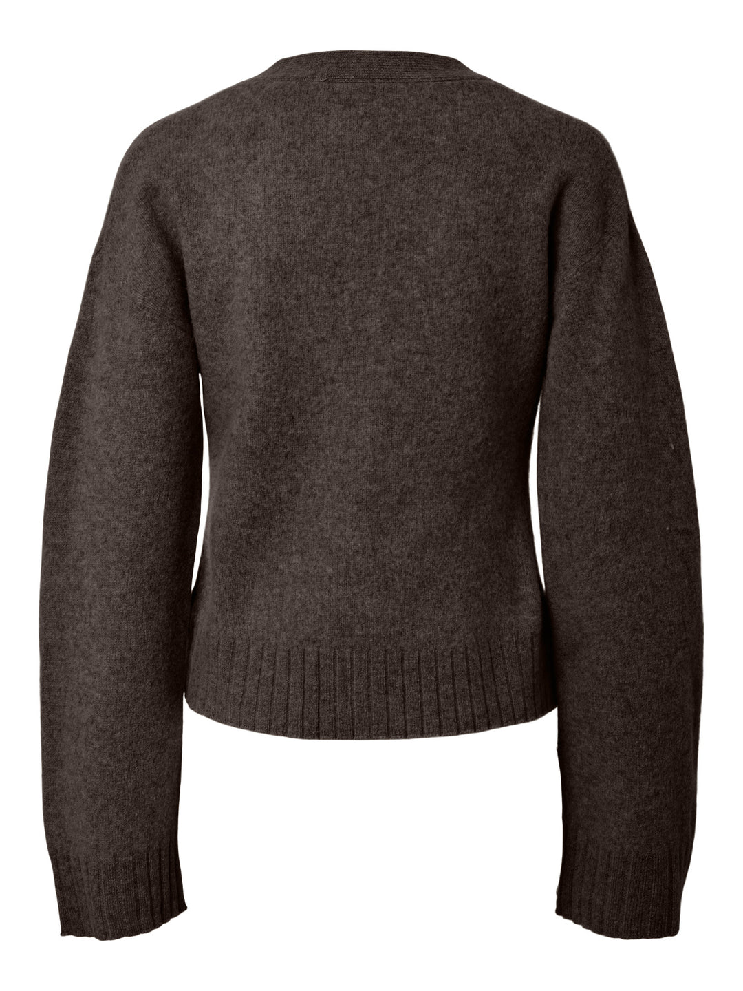 Emila Ls Wool Knit Cardigan Coffee Bean Melange