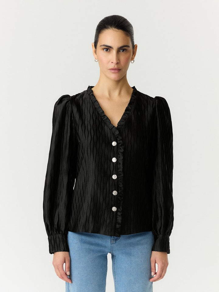 Ripple Ls V-Neck Shirt Black