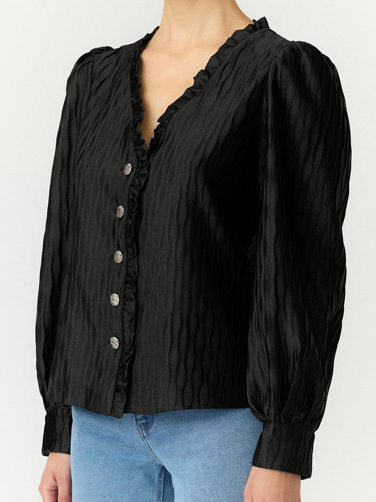 Ripple Ls V-Neck Shirt Black