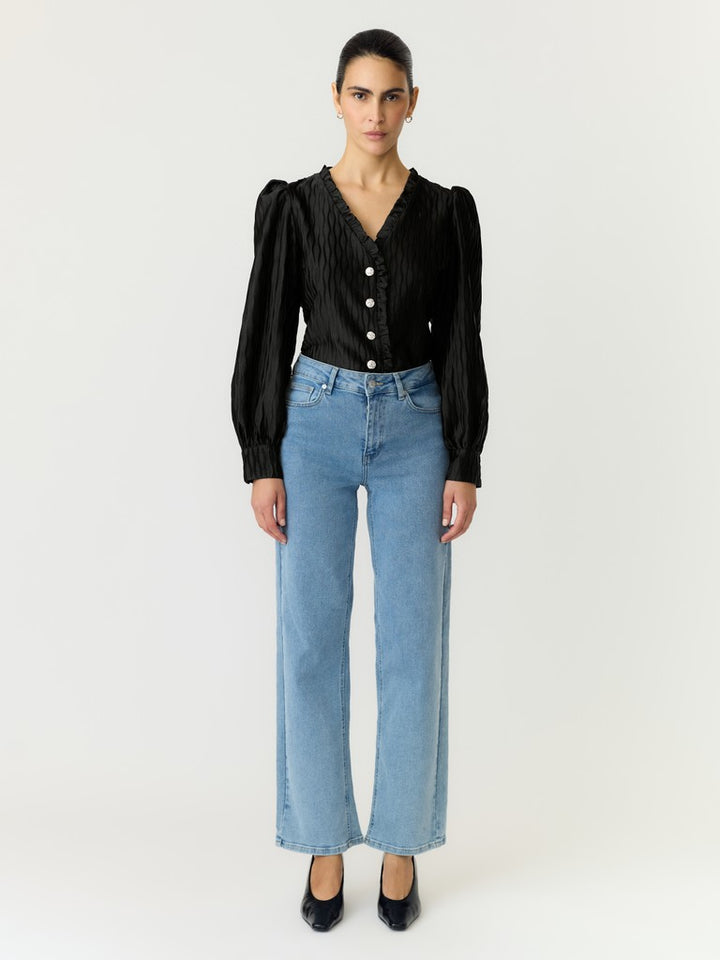 Ripple Ls V-Neck Shirt Black