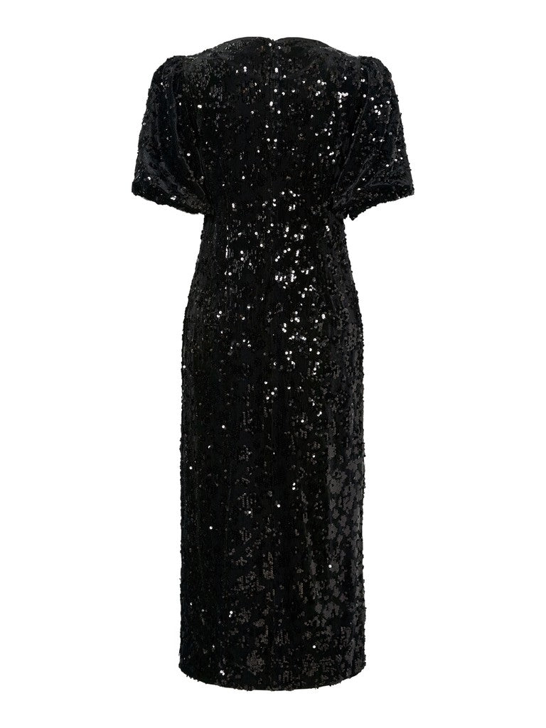 Sofie 2/4 Sequin Midi Dress Black