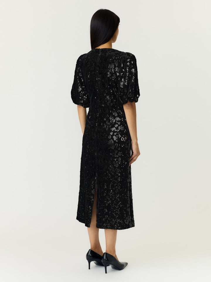 Sofie 2/4 Sequin Midi Dress Black