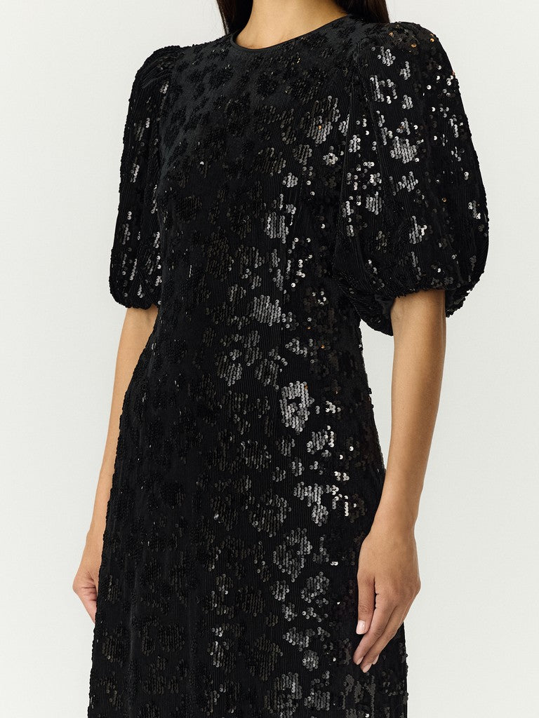 Sofie 2/4 Sequin Midi Dress Black