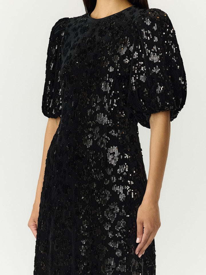 Sofie 2/4 Sequin Midi Dress Black