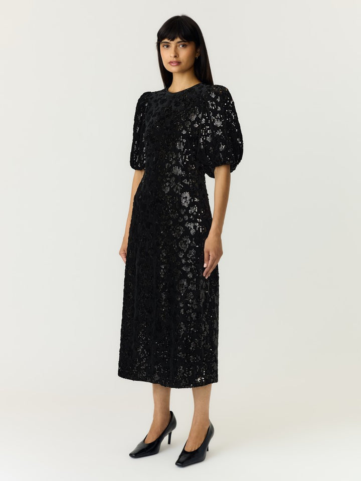 Sofie 2/4 Sequin Midi Dress Black