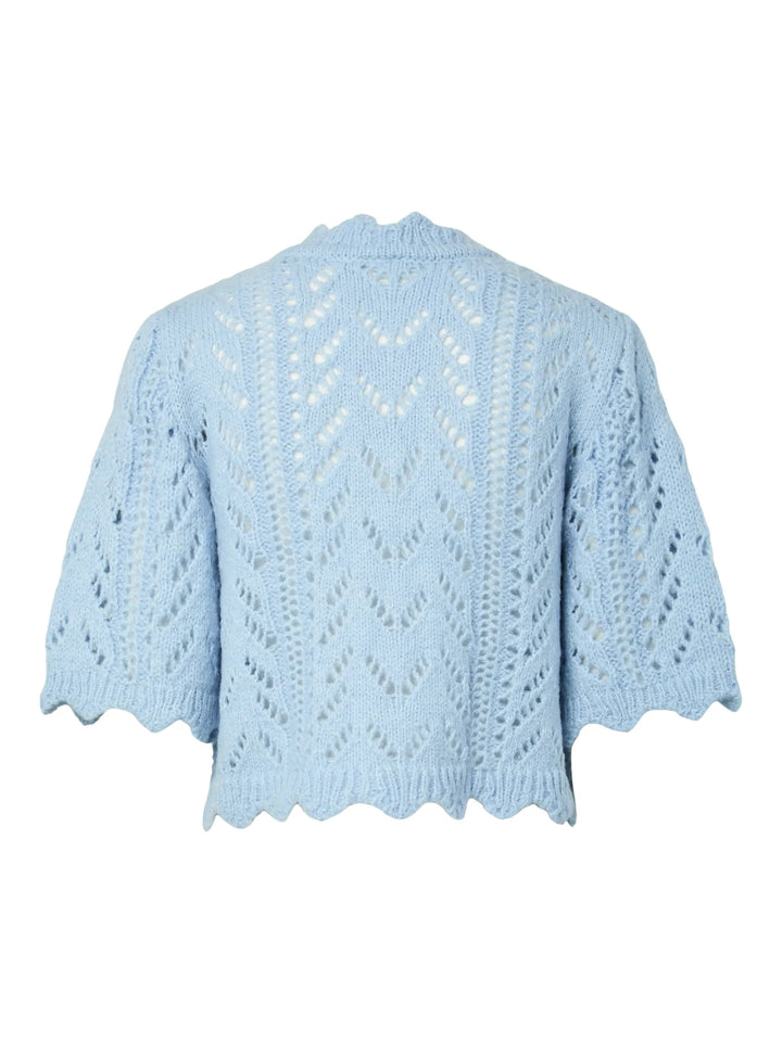 Vienna Ss Knit Cardigan Skyway W. White Melange