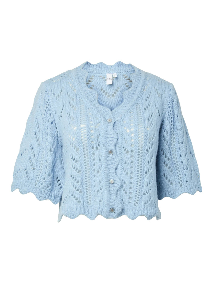 Vienna Ss Knit Cardigan Skyway W. White Melange