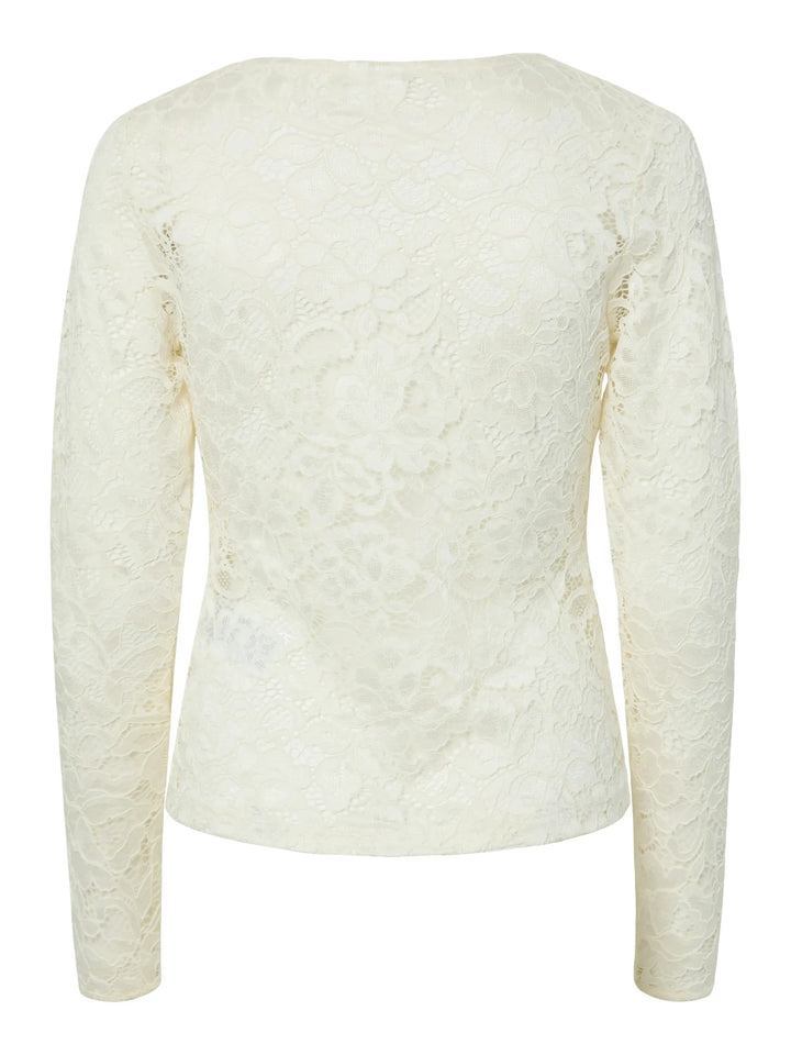 Lacey Ls V-Neck Lace Top Pristine