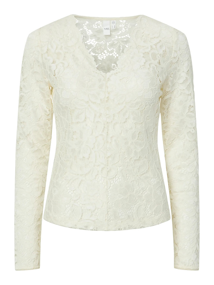 Lacey Ls V-Neck Lace Top Pristine