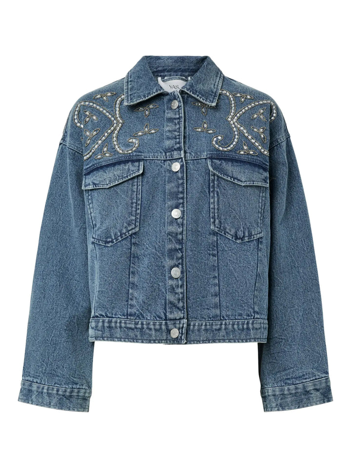 Vision Ls Denim Emb Jacket Light Blue Denim