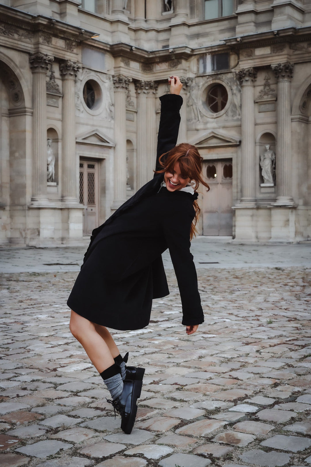 A - Shaped Cord Coat Dress Black | Kjoler | Smuk - Dameklær på nett