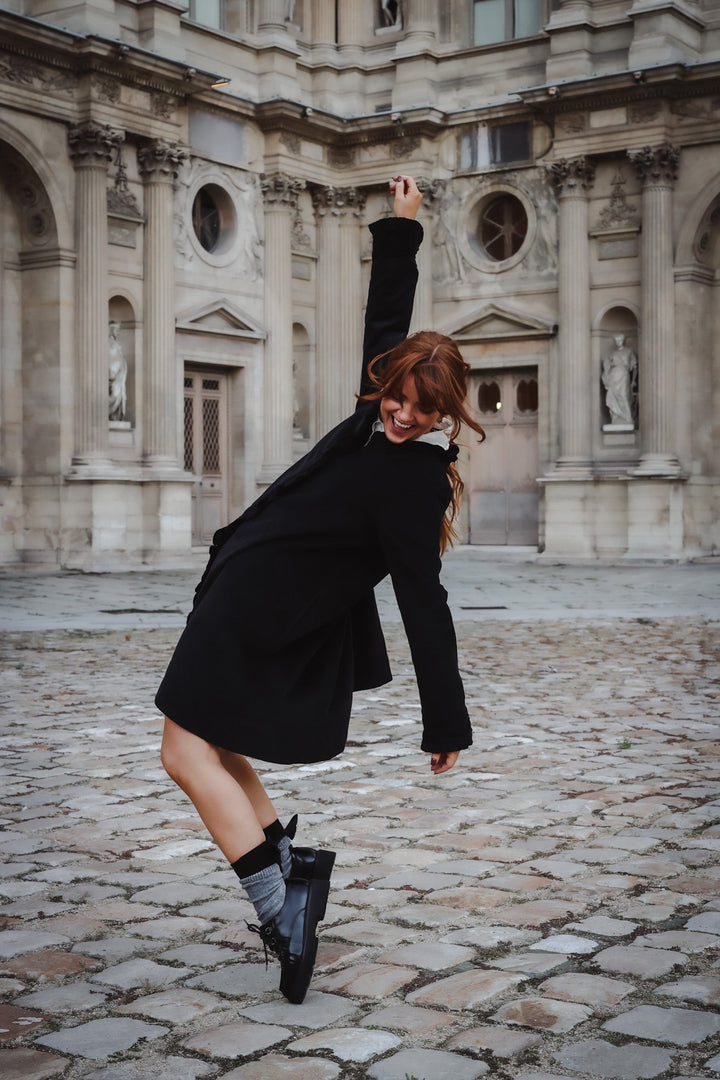 A - Shaped Cord Coat Dress Black | Kjoler | Smuk - Dameklær på nett