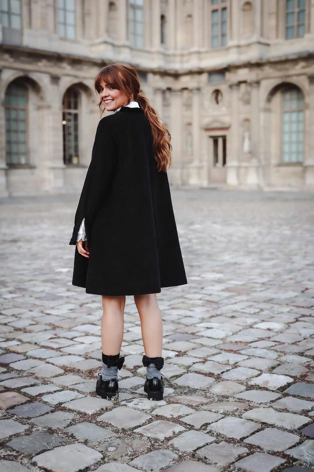 A - Shaped Cord Coat Dress Black | Kjoler | Smuk - Dameklær på nett