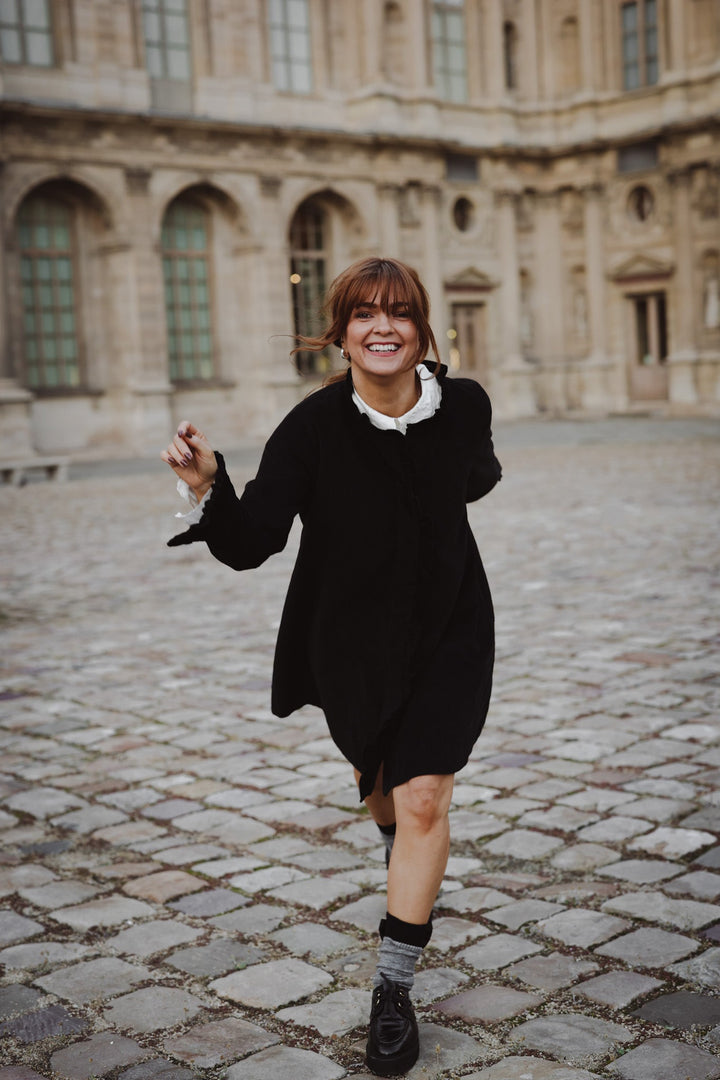 A - Shaped Cord Coat Dress Black | Kjoler | Smuk - Dameklær på nett