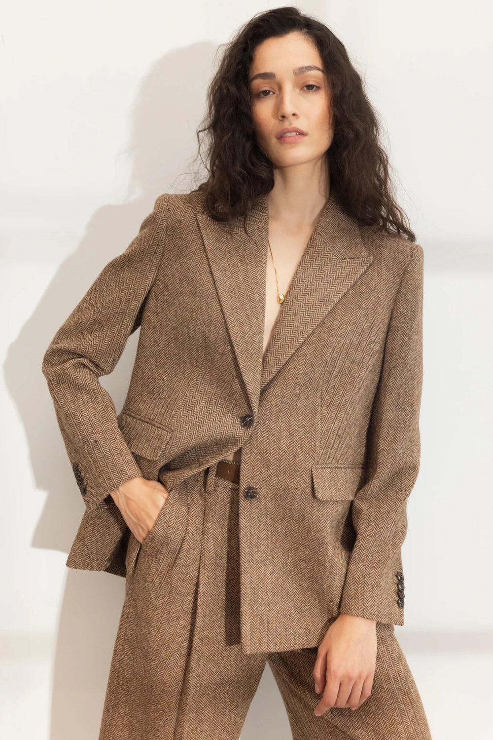 Abby Herringbone Blazer Cognac Herringbone | Blazer | Smuk