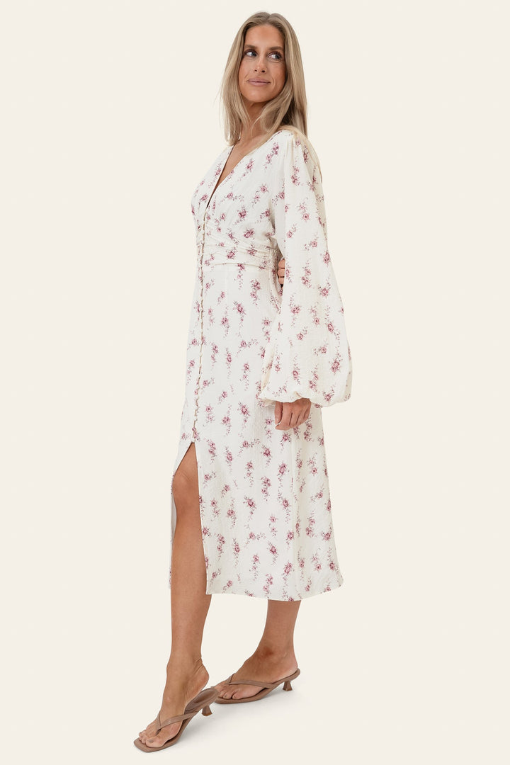 Ada Long Dress Off White Vintage Rose | Kjoler | Smuk