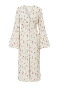Ada Long Dress Off White Vintage Rose