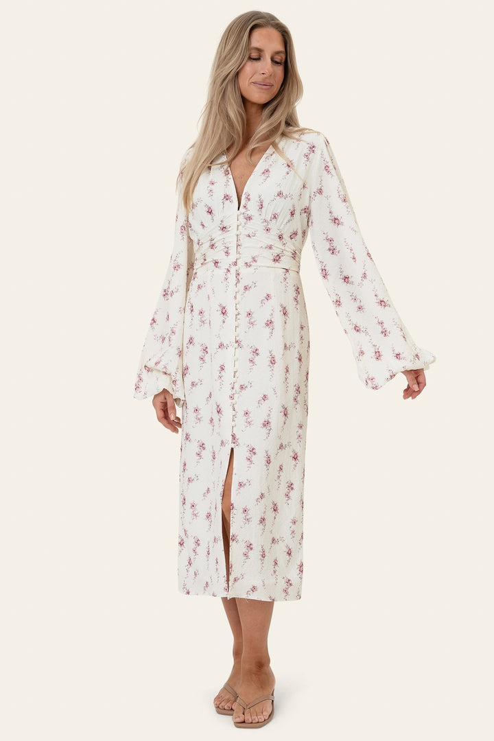 Ada Long Dress Off White Vintage Rose | Kjoler | Smuk