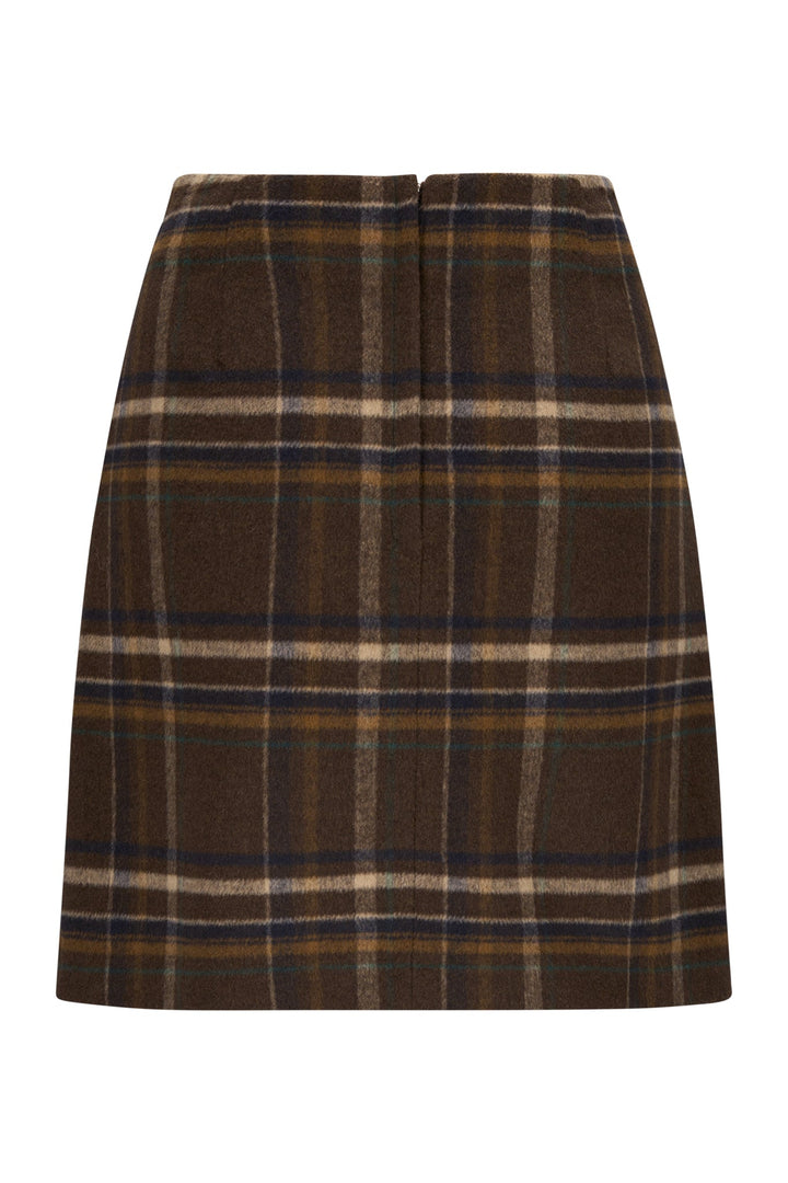 Adam Check Skirt Coffee | Skjørt | Smuk - Dameklær på nett