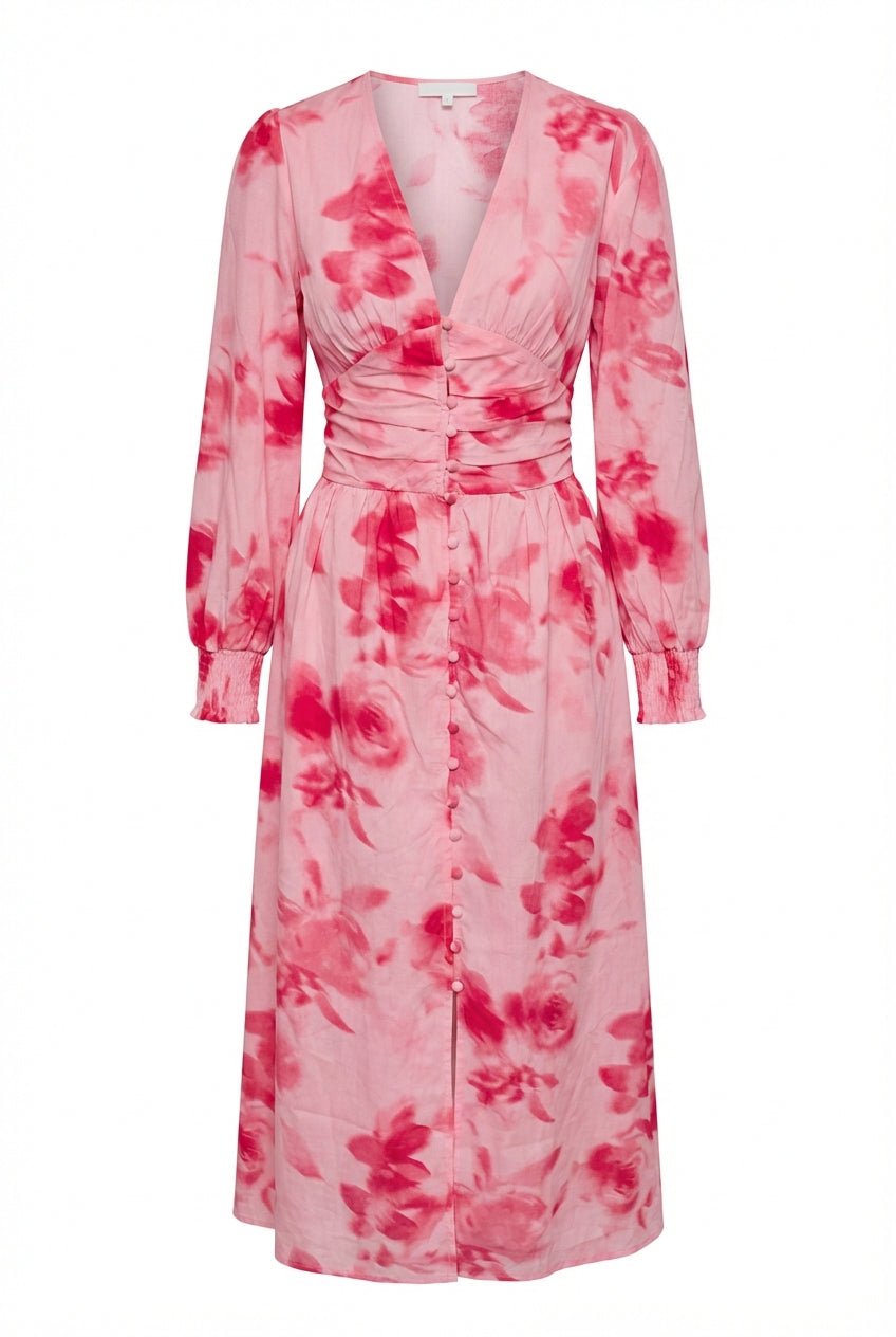 BYIC - Adel Dress Abstract Pink Flower Print - Smuk