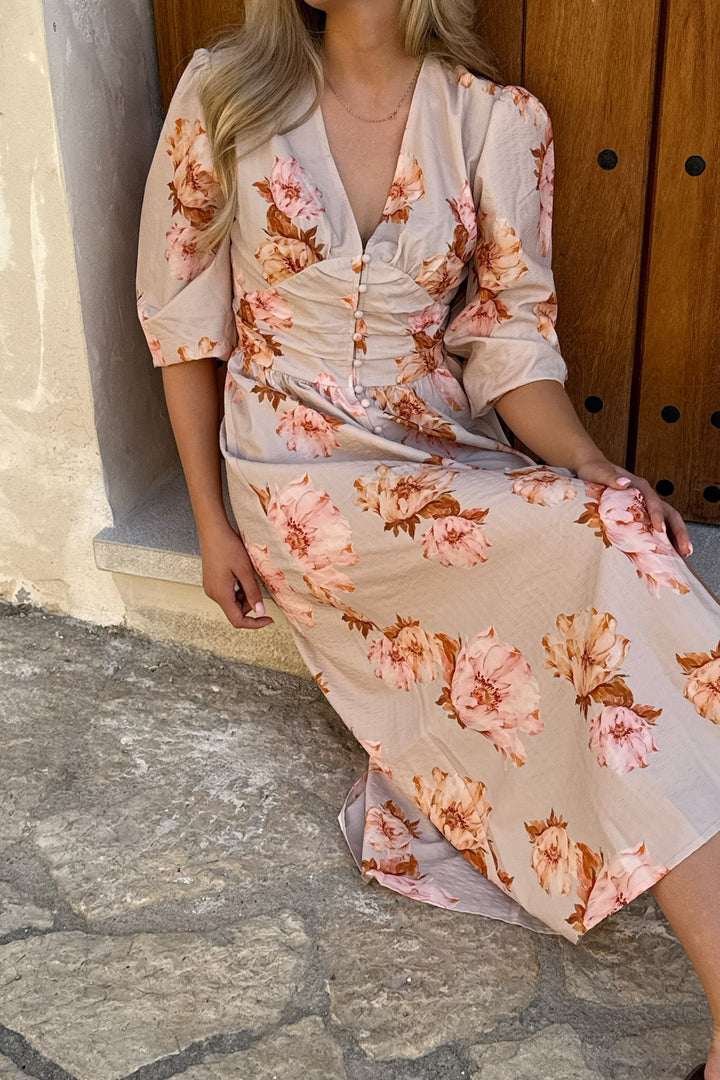 Adel Long Dress Dusty Rose Print | Kjoler | Smuk - Dameklær på nett