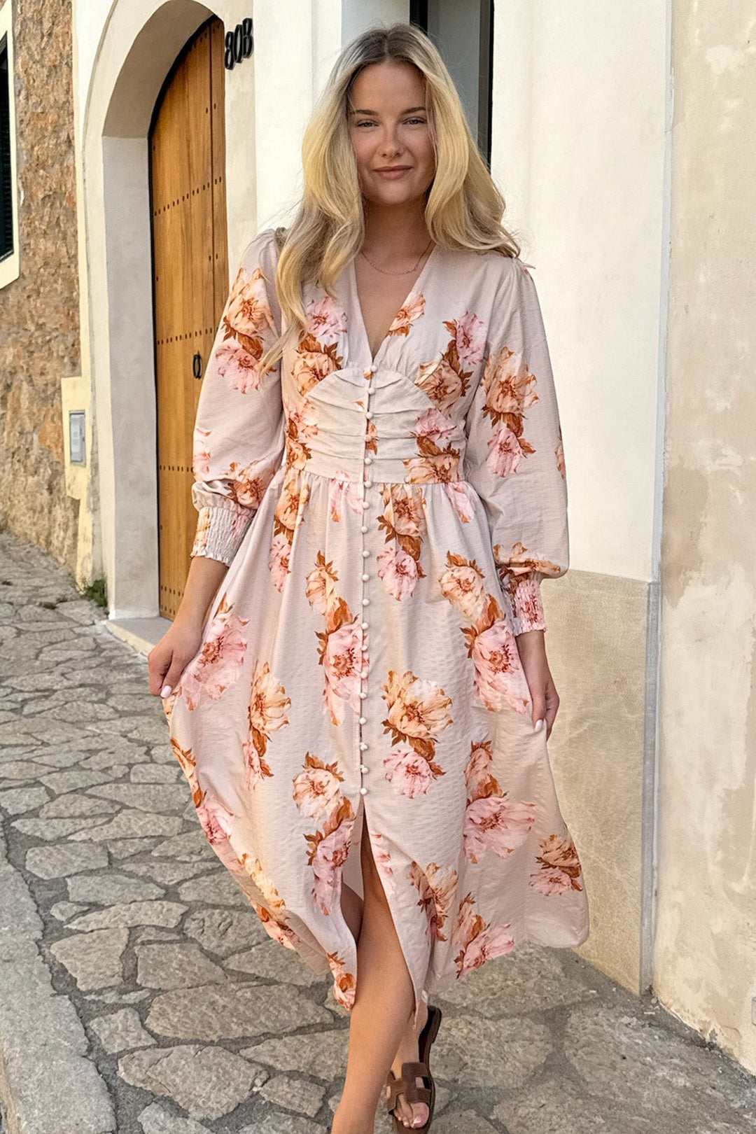 Adel Long Dress Dusty Rose Print | Kjoler | Smuk - Dameklær på nett