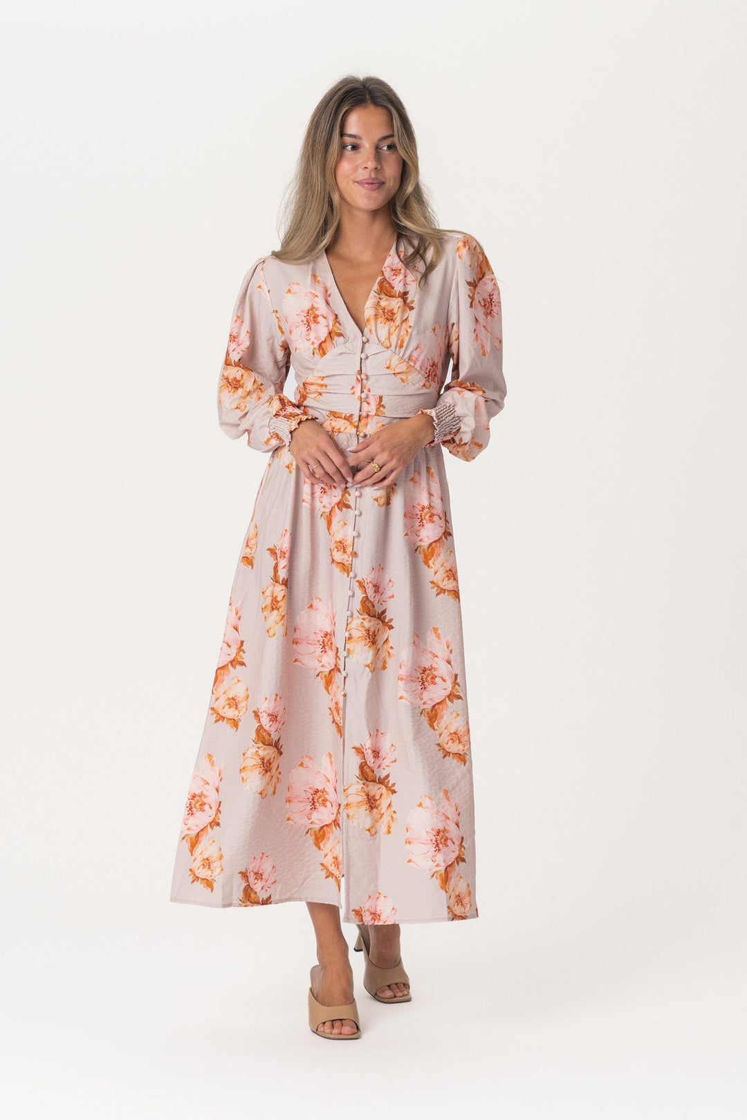 Adel Long Dress Dusty Rose Print | Kjoler | Smuk - Dameklær på nett