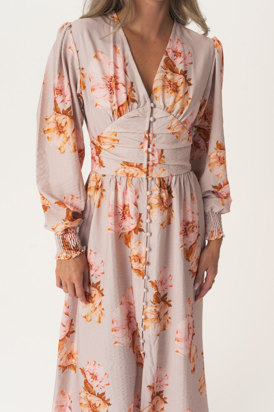 Adel Long Dress Dusty Rose Print | Kjoler | Smuk - Dameklær på nett