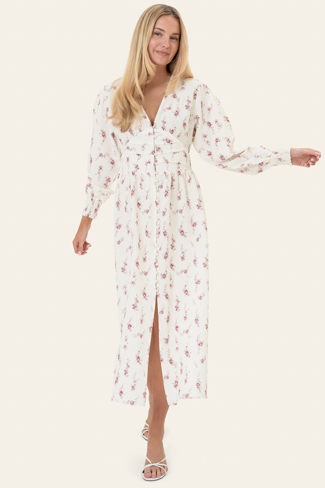 Adel Long Dress Off White Vintage Rose | Kjoler | Smuk
