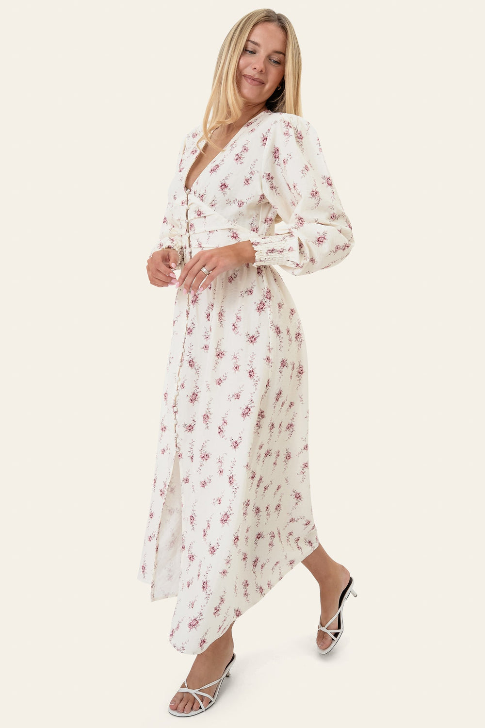 Adel Long Dress Off White Vintage Rose | Kjoler | Smuk