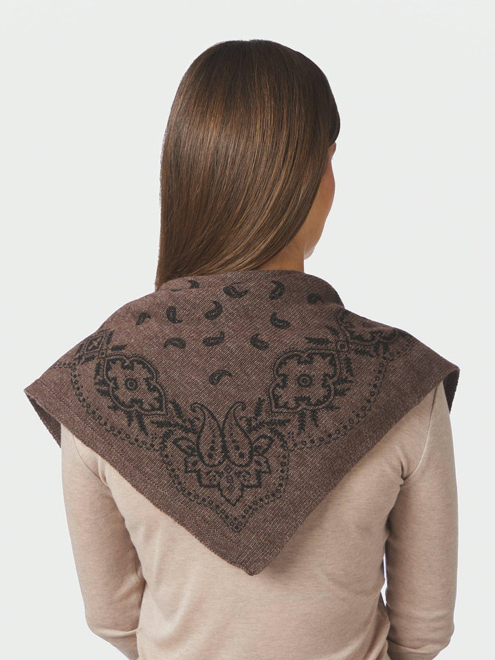 Adelina Paisley Knit Scarf Brown Melange | Accessories | Smuk
