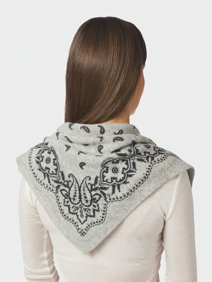 Adelina Paisley Knit Scarf Grey Melange | Accessories | Smuk