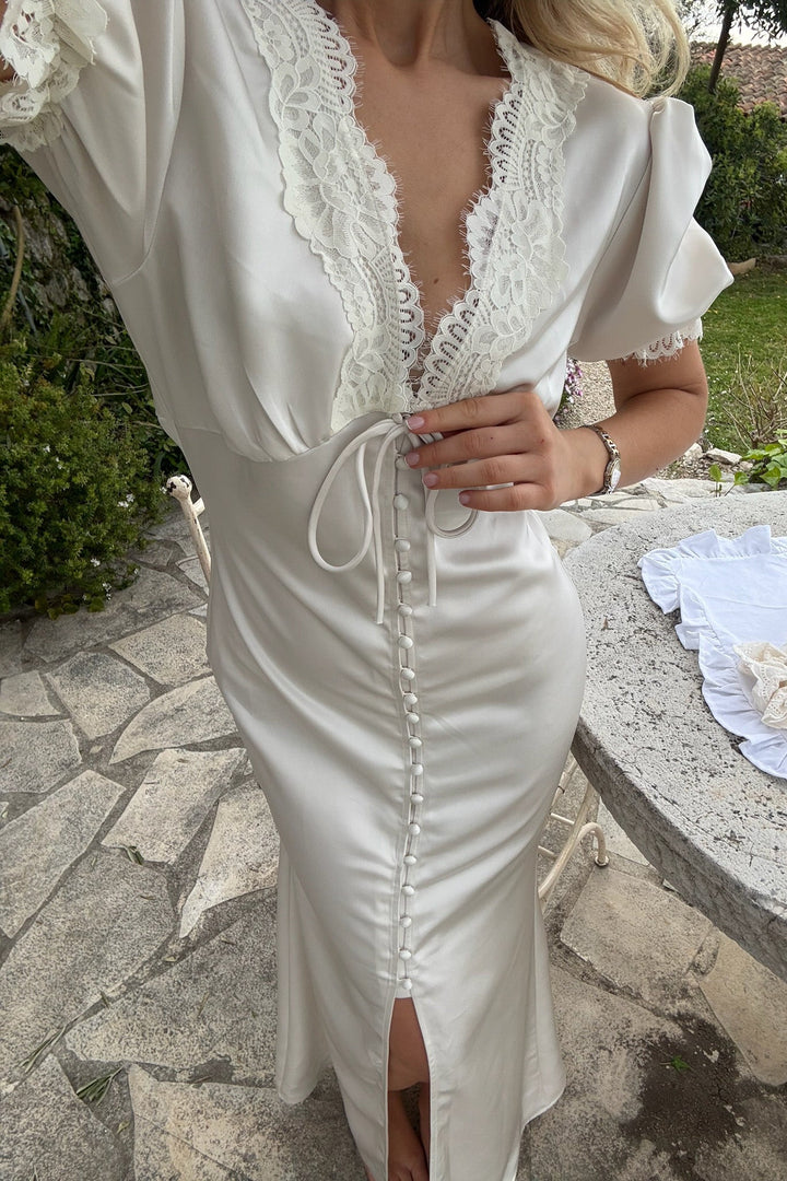 Agnete Long Dress Off White | Kjoler | Smuk - Dameklær på nett
