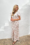 Agnete Long Dress Pink Hydrangea Print